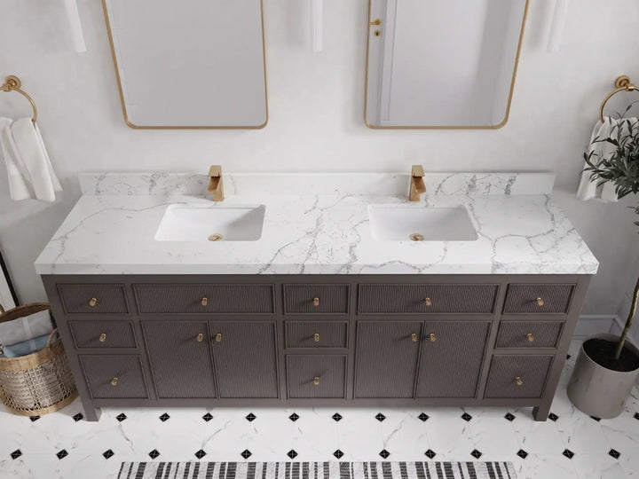 Sonoma 84 in W x 22 in D Free Standing Reeded Double Sink Bathroom Vanity - photo 24