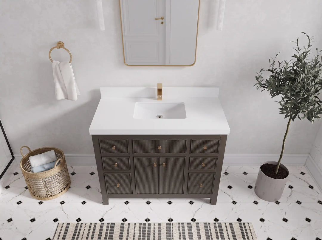 Sonoma 42 in W x 22 in D Free Standing Reeded Single Sink Bathroom Vanity | 
              
                Urbane Bronze
                
                  
             - SON_URB_WHQZ_42 - photo №5