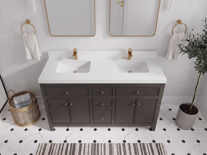 Sonoma 60 in W x 22 in D Free Standing Reeded Double Sink Bathroom Vanity - photo 6