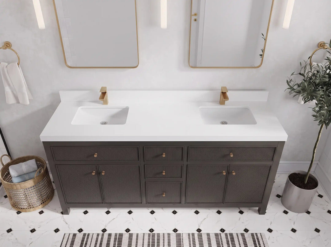 Sonoma 60 in W x 22 in D Free Standing Reeded Double Sink Bathroom Vanity | 
              
                Urbane Bronze
                
                  
             - SON_URB_WHQZ_60D - photo №5