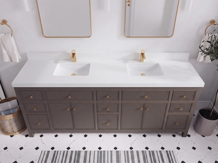 Sonoma 84 in W x 22 in D Free Standing Reeded Double Sink Bathroom Vanity - photo 5