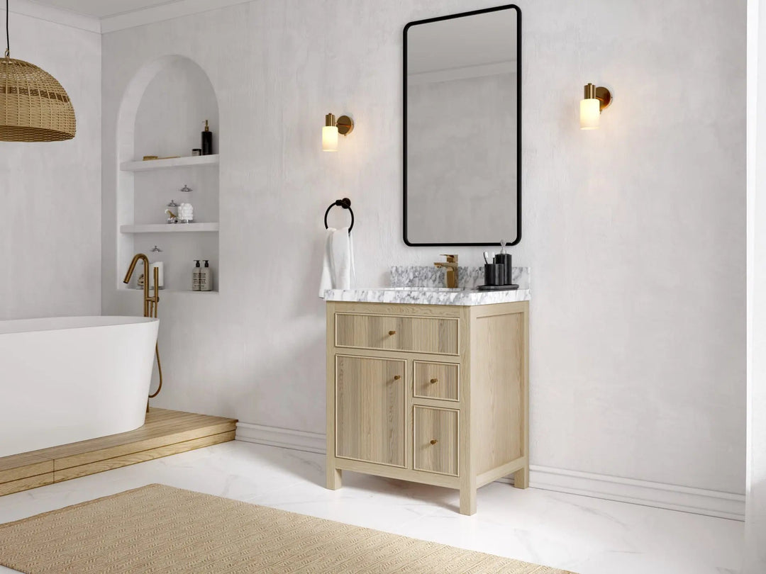 Sonoma Oak 30 in. W x 22 in. D Single Sink Bathroom Vanity in Dark Natural with countertop - Side View