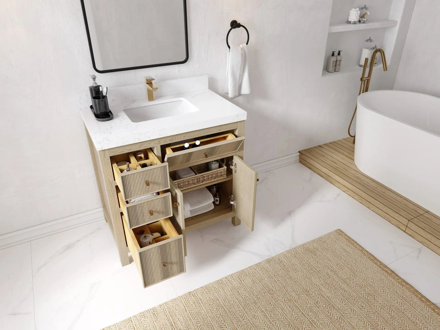 Sonoma White Oak 36 in. W x 22 in. D Center Sink Bathroom Vanity