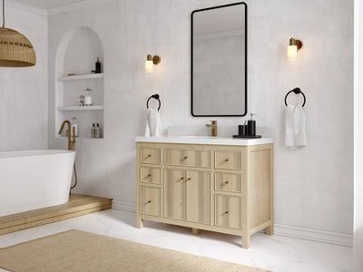 Sonoma Oak 48 in. W x 22 in. D Single Sink Bathroom Vanity in Dark Natural with countertop - Side View