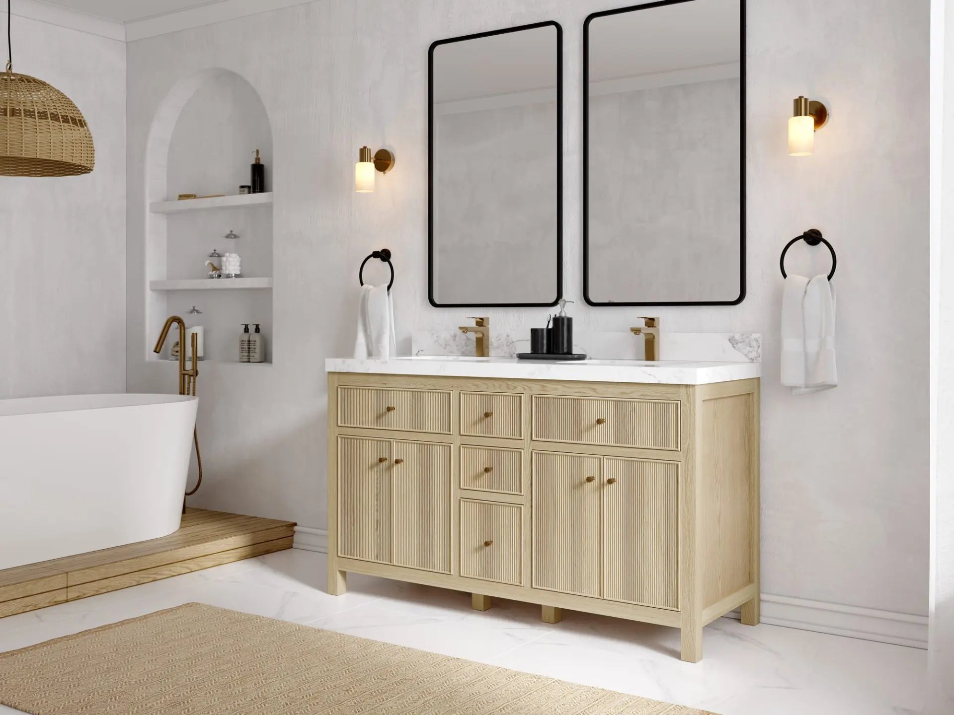 Sonoma Oak 60 in. W x 22 in. D Double Sink Bathroom Vanity in Dark Natural with countertop - Side View