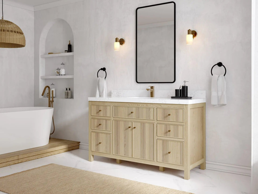 Sonoma Oak 60 in. W x 22 in. D Single Sink Bathroom Vanity in Dark Natural with countertop - Side View