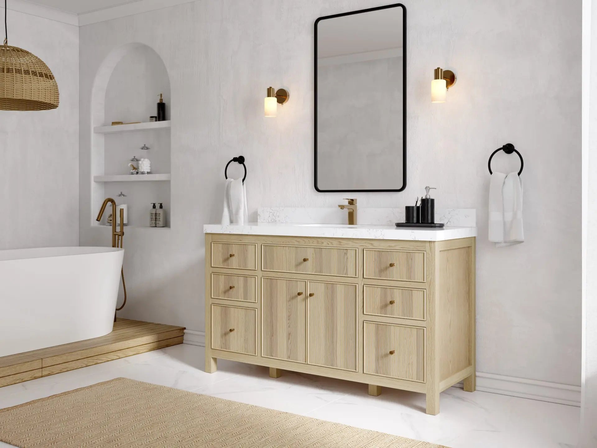 Sonoma Oak 60 in. W x 22 in. D Single Sink Bathroom Vanity in Dark Natural with countertop - Side View