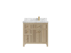 Sonoma White Oak 36 in. W x 22 in. D Right Offset Sink Reeded Bathroom Vanity - photo 11