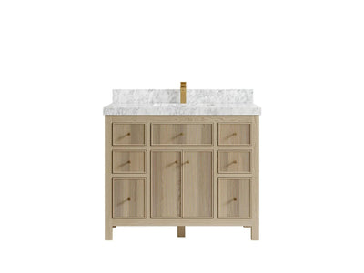 Sonoma Oak 42 in. W x 22 in. D Single Sink Bathroom Vanity in Dark Natural with 2 in. Carrara Marble Countertop