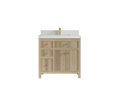 Sonoma White Oak 36 in. W x 22 in. D Center Sink Reeded Bathroom Vanity - photo 12