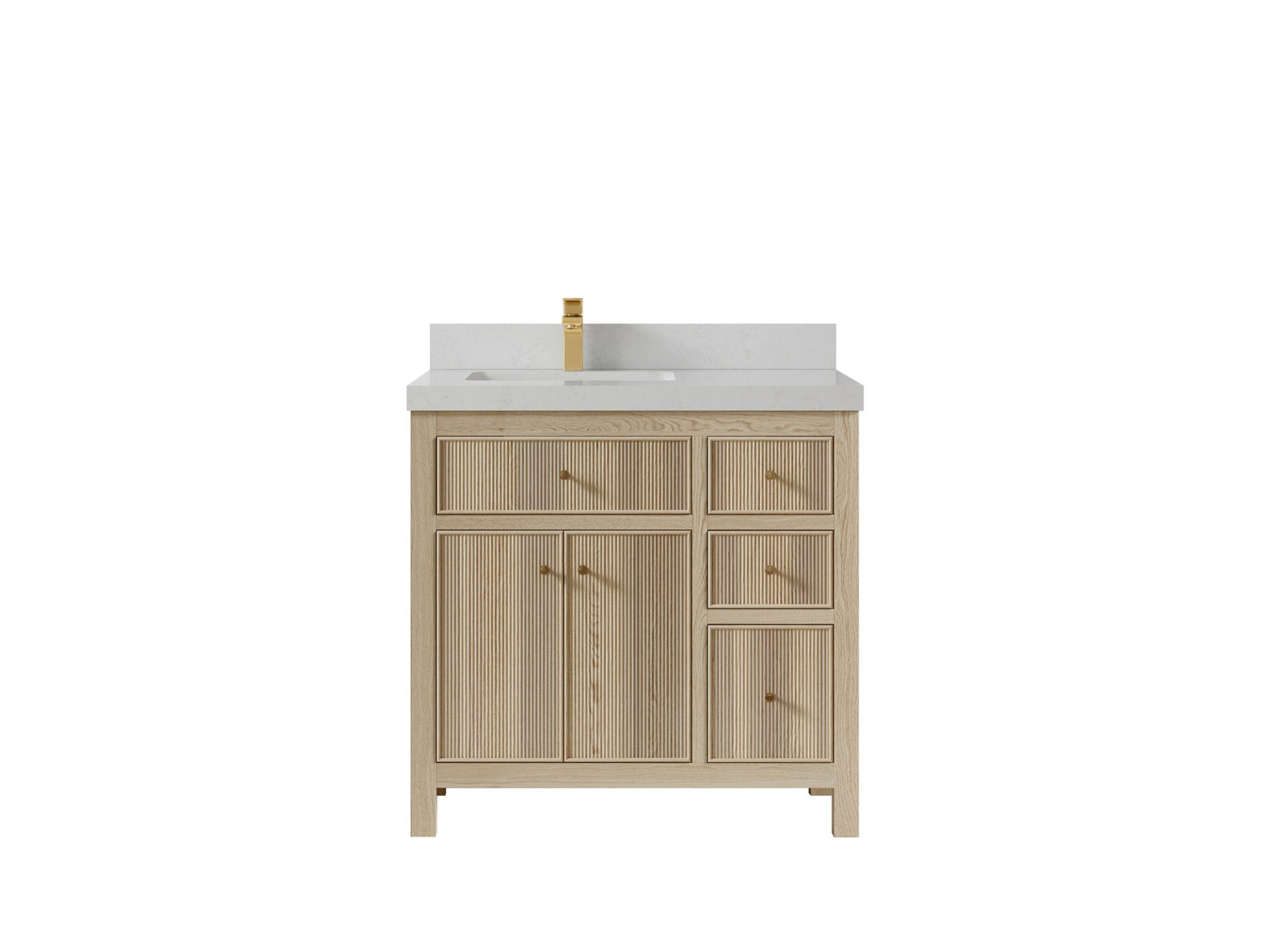 Sonoma Oak 36 in. W x 22 in. D Left Offset Sink Bathroom Vanity in Dark Natural with 2 in. Carrara Quartz Countertop