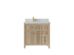 Sonoma White Oak 36 in. W x 22 in. D Left Offset Sink Reeded Bathroom Vanity - photo 12
