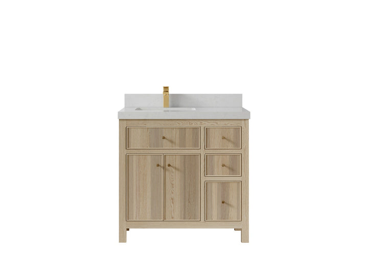 Sonoma White Oak 36 in. W x 22 in. D Left Offset Sink Bathroom Vanity - photo 12