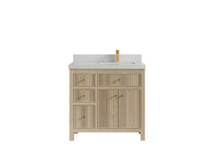 Sonoma White Oak 36 in. W x 22 in. D Right Offset Sink Reeded Bathroom Vanity - photo 12