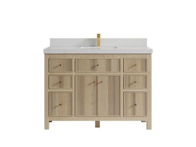 Sonoma Oak 48 in. W x 22 in. D Single Sink Bathroom Vanity in Dark Natural with 2 in. Carrara Quartz Countertop