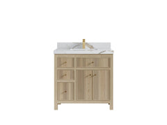 Sonoma White Oak 36 in. W x 22 in. D Center Sink Reeded Bathroom Vanity - photo 7