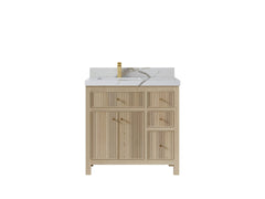 Sonoma White Oak 36 in. W x 22 in. D Left Offset Sink Reeded Bathroom Vanity - photo 7