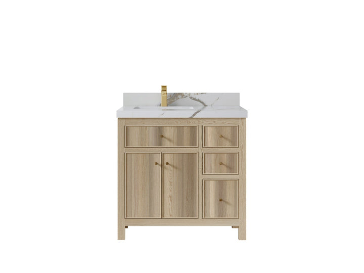Sonoma White Oak 36 in. W x 22 in. D Left Offset Sink Bathroom Vanity - photo 7