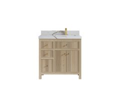Sonoma White Oak 36 in. W x 22 in. D Right Offset Sink Reeded Bathroom Vanity - photo 7