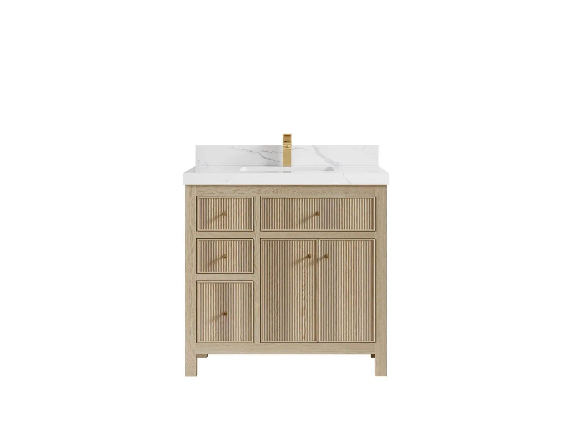 Sonoma Oak 36 in. W x 22 in. D Center Sink Bathroom Vanity in Dark Natural with countertop