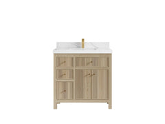 Sonoma White Oak 36 in. W x 22 in. D Center Sink Reeded Bathroom Vanity - photo 1