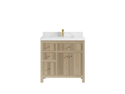 Sonoma Oak 36 in. W x 22 in. D Center Sink Bathroom Vanity in Dark Natural with countertop
