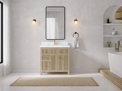 Sonoma White Oak 36 in. W x 22 in. D Center Sink Reeded Bathroom Vanity - photo 2