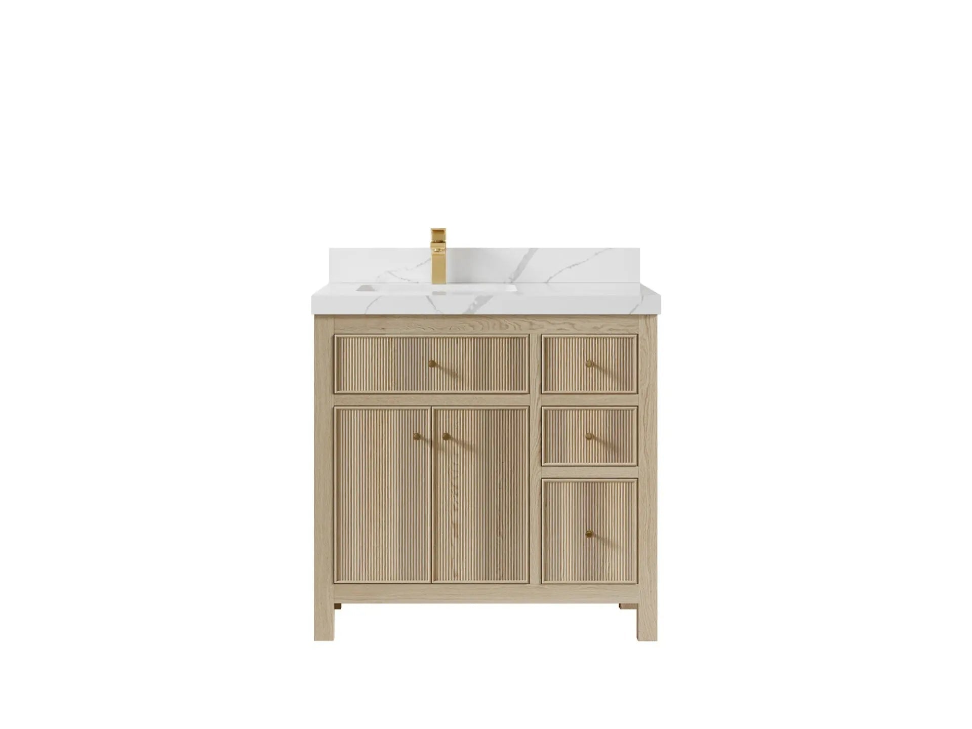 Sonoma Oak 36 in. W x 22 in. D Left Offset Sink Bathroom Vanity in Dark Natural with countertop