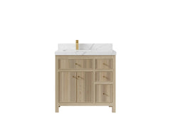 Sonoma White Oak 36 in. W x 22 in. D Left Offset Sink Reeded Bathroom Vanity - photo 1