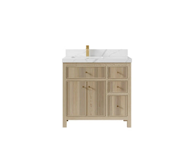 Sonoma Oak 36 in. W x 22 in. D Left Offset Sink Bathroom Vanity in Dark Natural with countertop