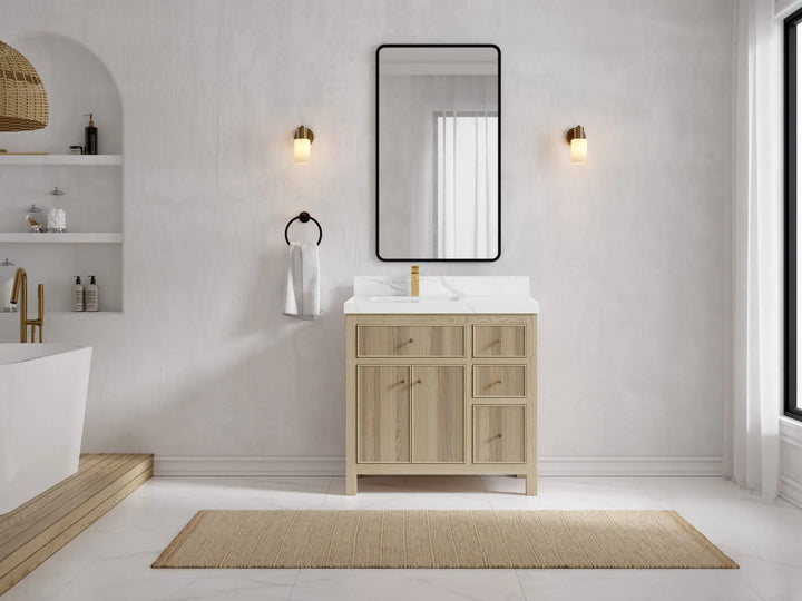 Sonoma White Oak 36 in. W x 22 in. D Left Offset Sink Bathroom Vanity - photo 4