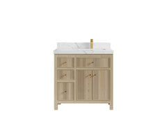 Sonoma White Oak 36 in. W x 22 in. D Right Offset Sink Reeded Bathroom Vanity - photo 8