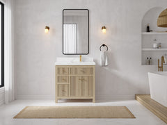 Sonoma White Oak 36 in. W x 22 in. D Right Offset Sink Reeded Bathroom Vanity - photo 4
