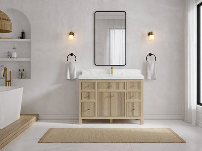 Sonoma Oak 48 in. W x 22 in. D Single Sink Bathroom Vanity in Dark Natural with countertop - Front View