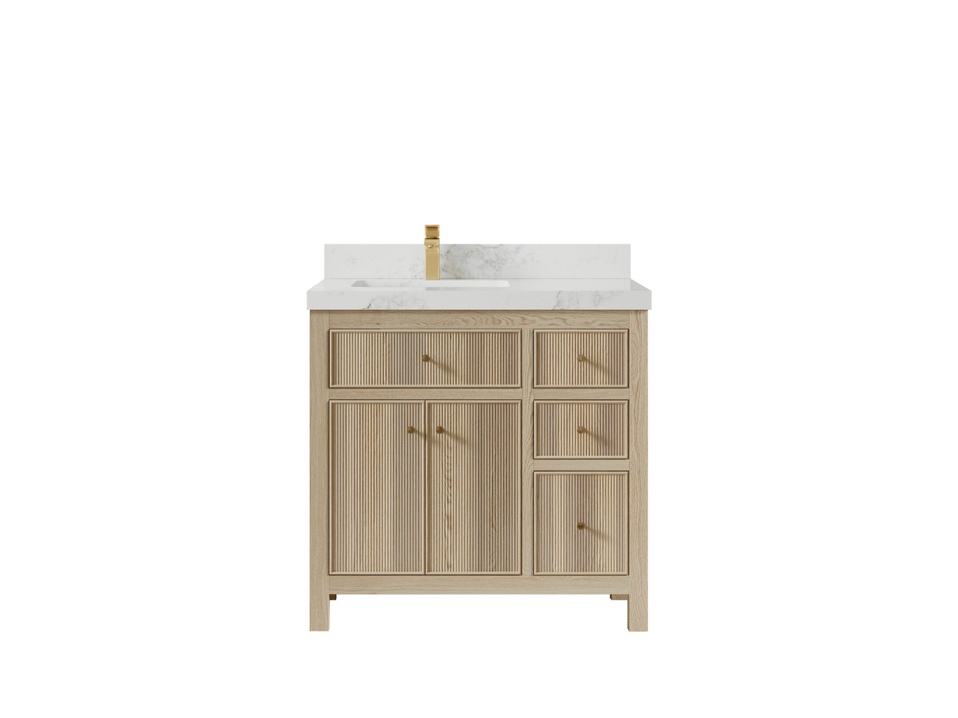 Sonoma Oak 36 in. W x 22 in. D Left Offset Sink Bathroom Vanity in Dark Natural with 2 in. Calacatta Nuvo Quartz Countertop