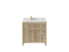 Sonoma White Oak 36 in. W x 22 in. D Left Offset Sink Reeded Bathroom Vanity - photo 9
