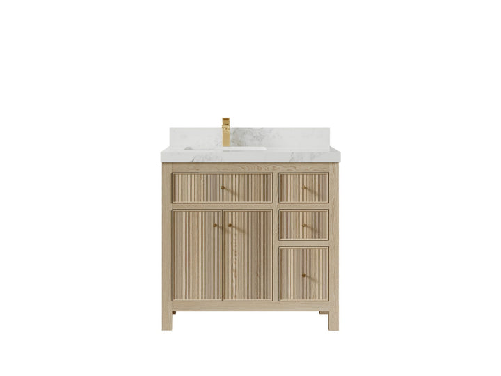 Sonoma White Oak 36 in. W x 22 in. D Left Offset Sink Bathroom Vanity - photo 9