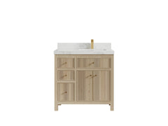 Sonoma White Oak 36 in. W x 22 in. D Right Offset Sink Reeded Bathroom Vanity - photo 9