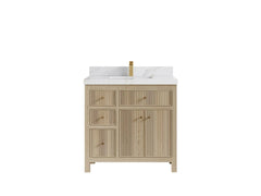 Sonoma White Oak 36 in. W x 22 in. D Center Sink Reeded Bathroom Vanity - photo 10