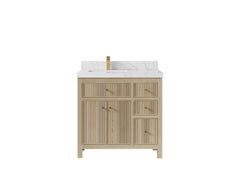 Sonoma White Oak 36 in. W x 22 in. D Left Offset Sink Reeded Bathroom Vanity - photo 10