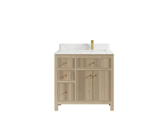 Sonoma White Oak 36 in. W x 22 in. D Right Offset Sink Reeded Bathroom Vanity - photo 13