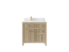 Sonoma White Oak 36 in. W x 22 in. D Left Offset Sink Reeded Bathroom Vanity - photo 14
