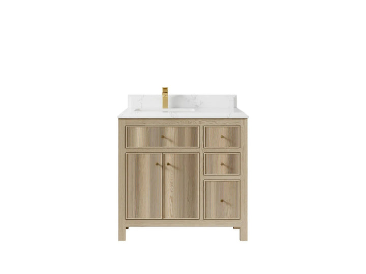 Sonoma White Oak 36 in. W x 22 in. D Left Offset Sink Bathroom Vanity - photo 14