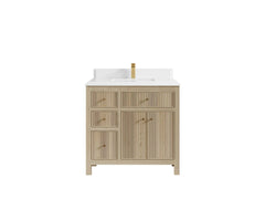 Sonoma White Oak 36 in. W x 22 in. D Center Sink Reeded Bathroom Vanity - photo 15