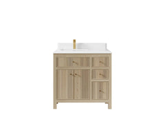 Sonoma White Oak 36 in. W x 22 in. D Left Offset Sink Reeded Bathroom Vanity - photo 15