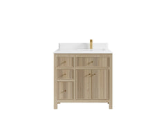 Sonoma White Oak 36 in. W x 22 in. D Right Offset Sink Reeded Bathroom Vanity - photo 15