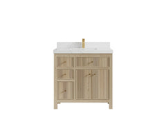 Sonoma White Oak 36 in. W x 22 in. D Center Sink Reeded Bathroom Vanity - photo 16