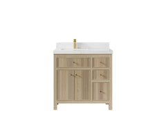 Sonoma White Oak 36 in. W x 22 in. D Left Offset Sink Reeded Bathroom Vanity - photo 16