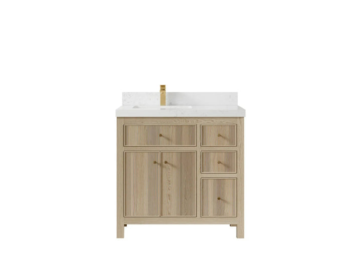 Sonoma White Oak 36 in. W x 22 in. D Left Offset Sink Bathroom Vanity - photo 16
