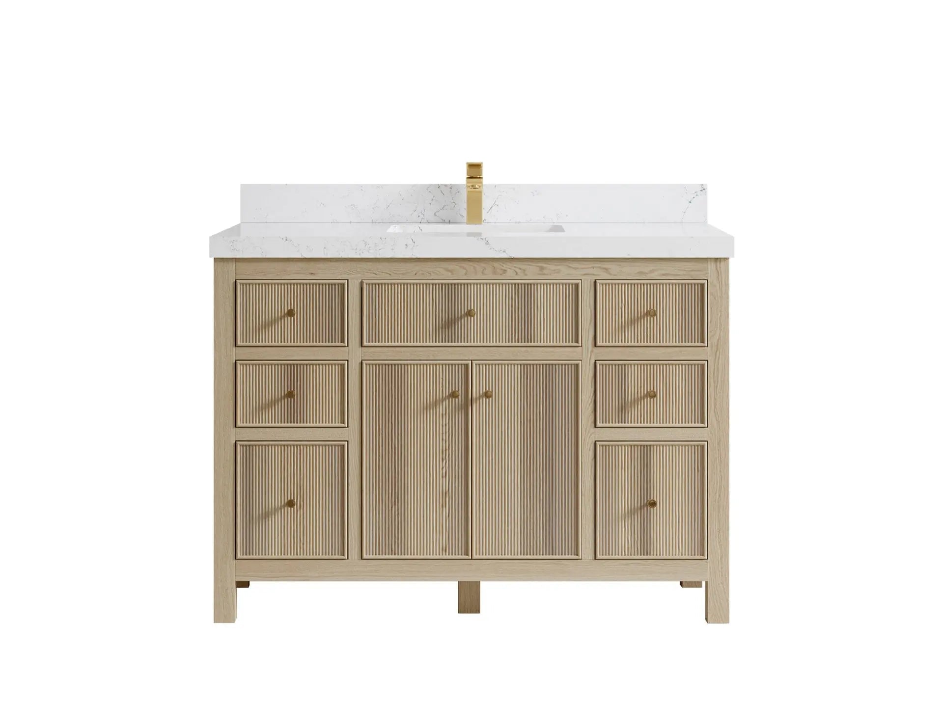 Sonoma Oak 48 in. W x 22 in. D Single Sink Bathroom Vanity in Dark Natural with 2 in. Empira White Quartz Countertop